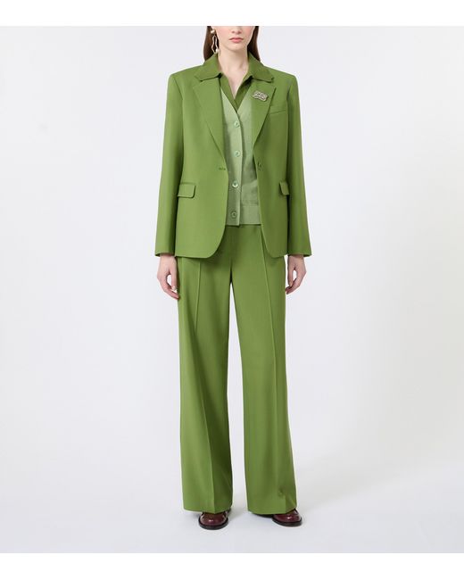 Weekend by Maxmara Green Virgin Wool Trousers