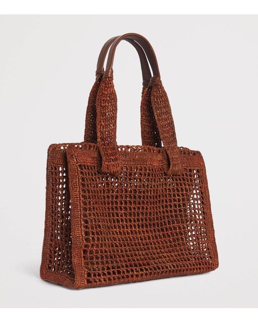 Chloé Brown Raffia Summer Banana East-West Tote Bag