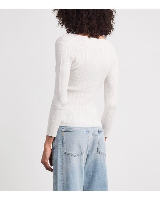 PAIGE White Pointelle Ginnette Top