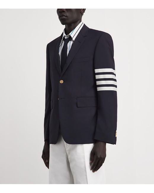 Thom Browne Black Wool 4-Bar Stripe Blazer for men