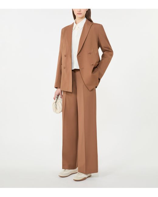 Weekend by Maxmara Brown Virgin Wool Double-Breasted Blazer