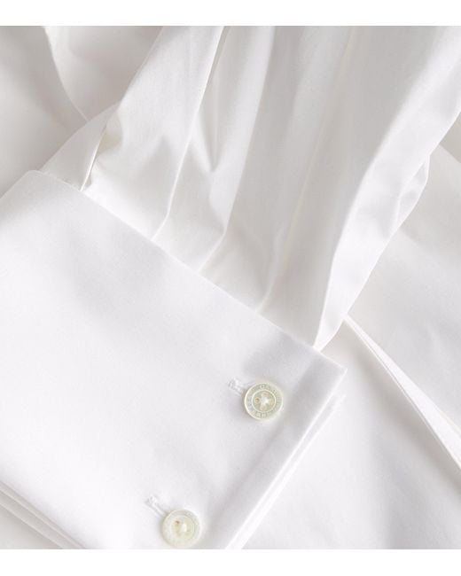 Carolina Herrera White Puffed-sleeve Wrap Shirt