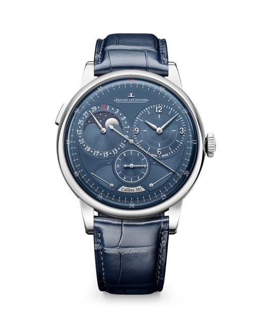 Jaeger-lecoultre Blue Stainless Steel Duometre Quantieme Lunaire Watch for men