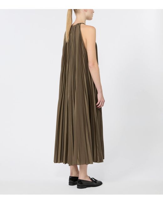 Max Mara Natural Pleated Halterneck Midi Dress