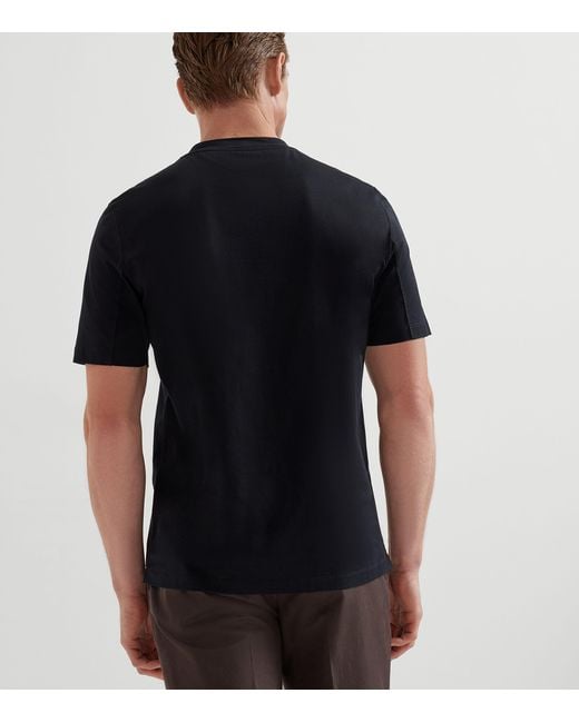 Brunello Cucinelli Black Cotton Crew-Neck T-Shirt for men