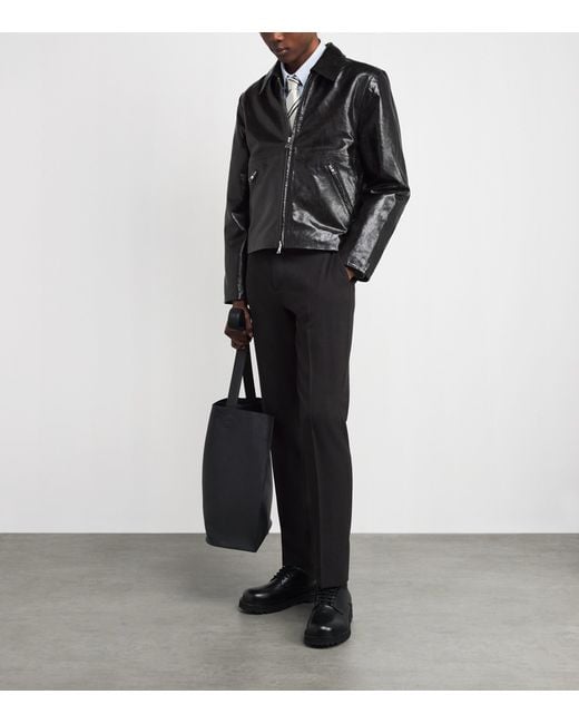 Won Hundred Black Leather Dutton Jacket for men