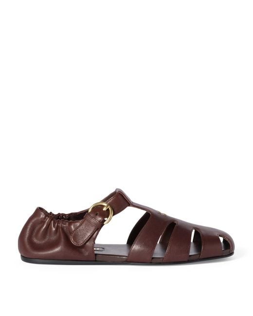 Miu Miu Brown Nappa Leather Fisherman Sandals