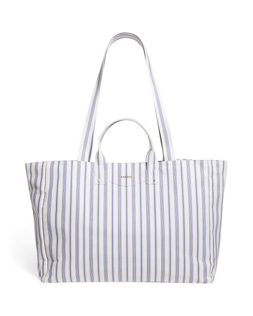 Sandro White Striped Tote Bag