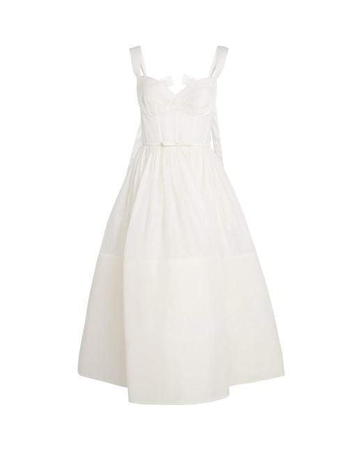 Zimmermann White Linen-Silk Corset Midi Dress