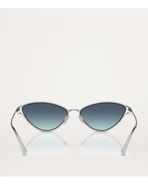 Tiffany & Co Blue Metal Cat Eye Sunglasses
