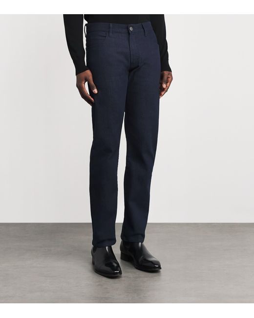 Giorgio Armani Blue Stretch-Cotton-Blend Chinos for men