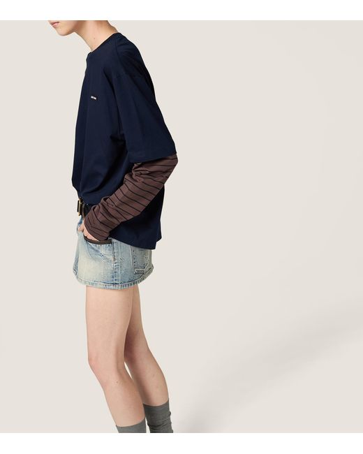 Miu Miu Blue Cotton Long-Sleeve T-Shirt