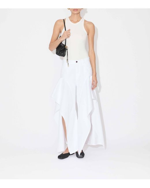 Alaïa White Ruffled Split Jeans
