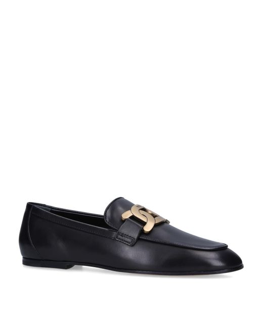Tod's Black Leather Kate Loafers