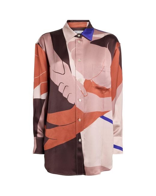 Victoria Beckham Pink Abstract Earth Print Remi Shirt