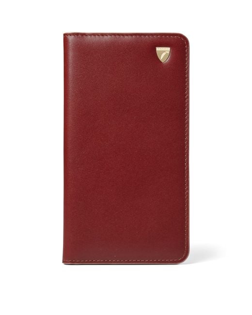 Aspinal Red Leather Long Wallet for men