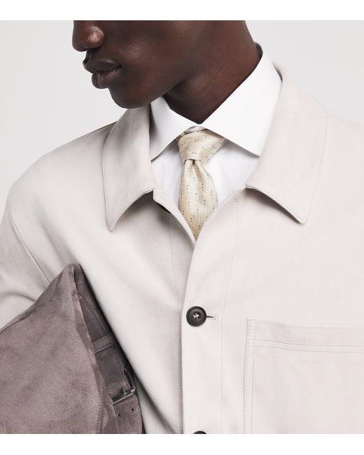 Emporio Armani White Silk Jacquard Tie for men
