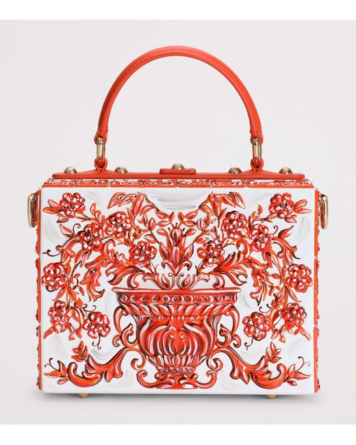Dolce & Gabbana Red Resin Dolce Box Top-Handle Bag