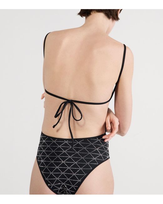 Prada Black Rhinestone-Embellished Swimsuit