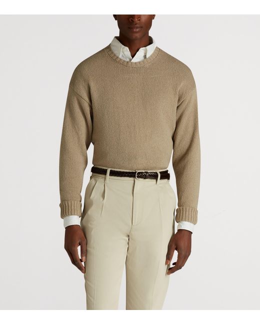 Dunhill Brown Cotton Crew-Neck Sweater for men