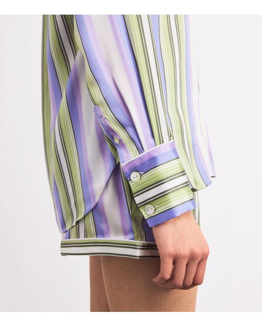 Olivia Von Halle Blue Silk Stripe Alba Pyjama Set
