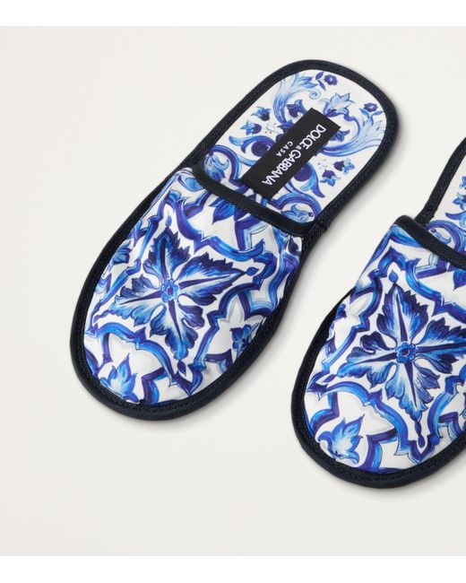Dolce & Gabbana Blue Majolica Slippers And Sleep Mask Travel Set