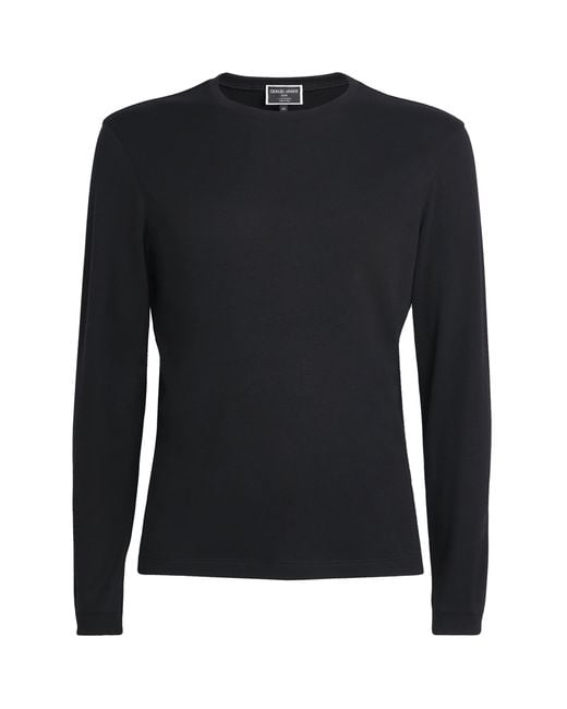 Giorgio Armani Black Cashmere Crew-Neck Sweater for men