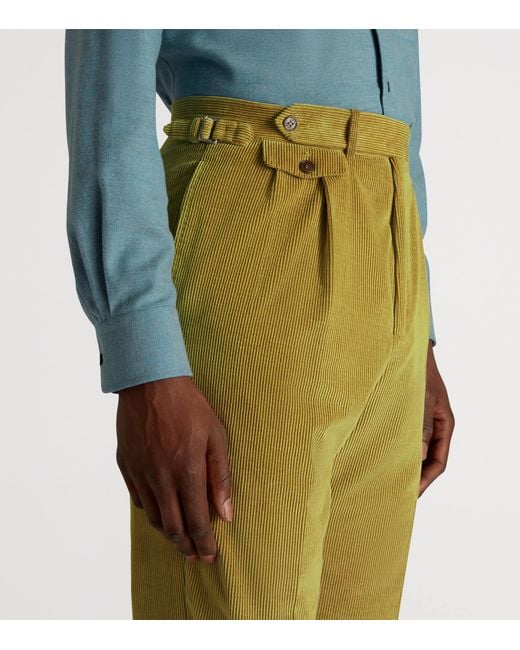 Dunhill Green Cotton-Cashmere Corduroy Trousers for men
