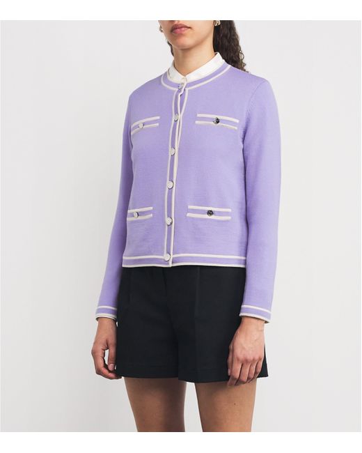 Tory Burch Purple Merino Wool Year Of The Snake Kendra Cardigan