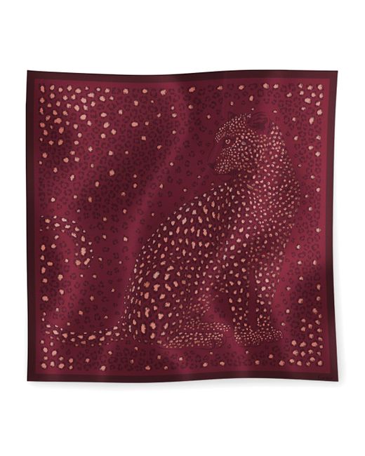 Cartier Red Silk Panthère Dots Scarf