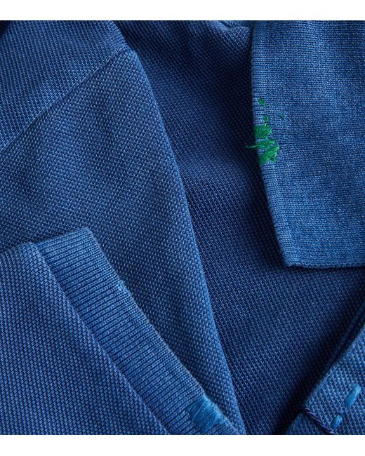Polo Ralph Lauren Blue Weathered Mesh Polo Shirt for men