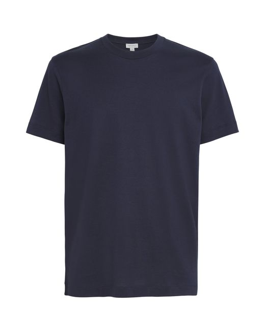 Sunspel Blue Cotton-Silk-Cashmere T-Shirt for men