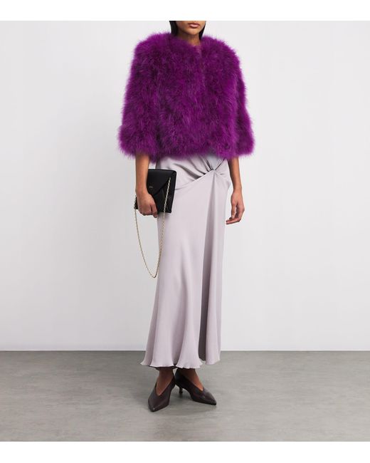 Yves Salomon Purple Feather Jacket