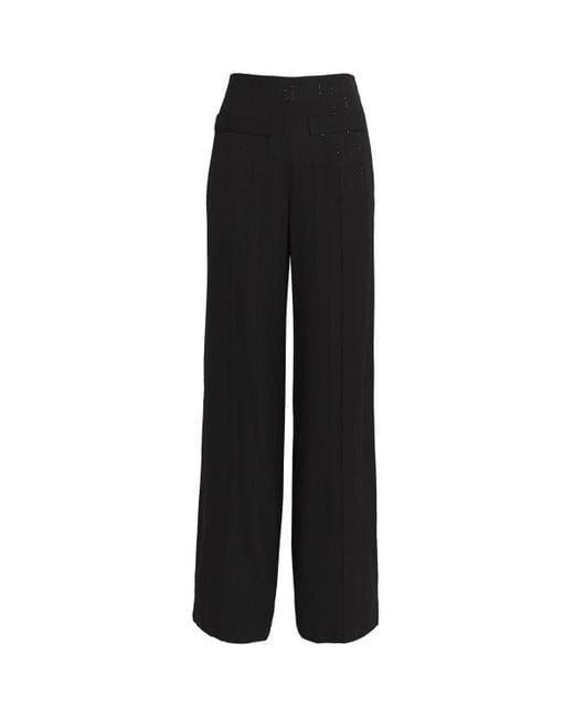 Sandro Black Sequin-Pinstripe Wide-Leg Trousers
