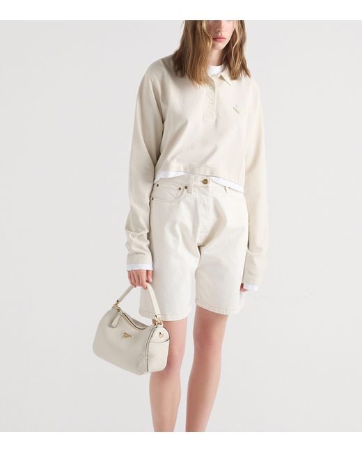 Prada White Old Denim Shorts