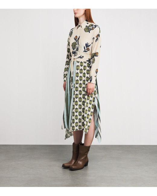 Weekend by Maxmara White Silk Printed Midi Dress