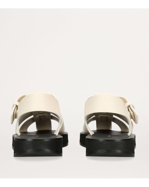 The Row Black Leather Fisherman Sandals