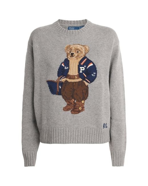 Polo Ralph Lauren Gray Wool-Cashmere Polo Bear Sweater