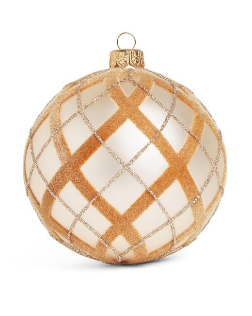Harrods Metallic Glitter Tartan Bauble