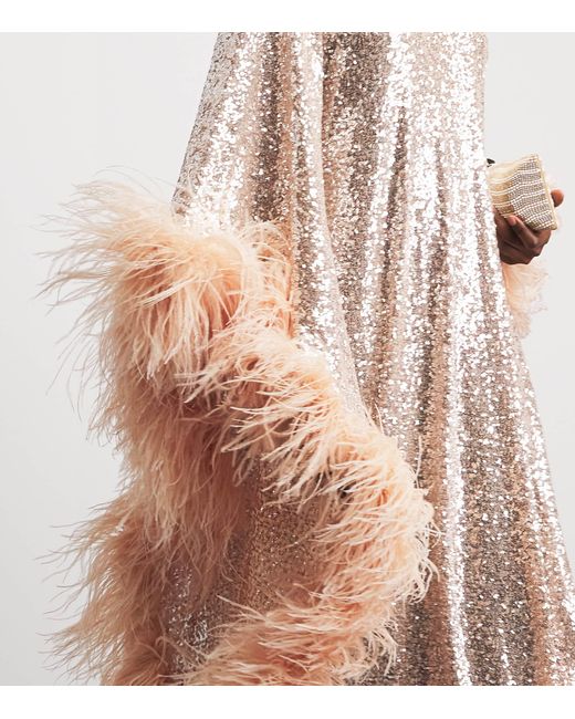 Taller Marmo Metallic Sequinned Casta Disco Kaftan Maxi Dress