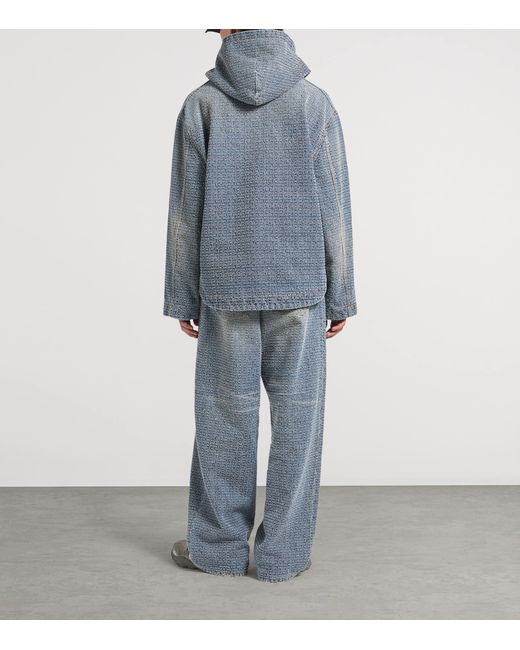 Balenciaga Blue Embroidered Logo Baggy-Fit Jeans for men