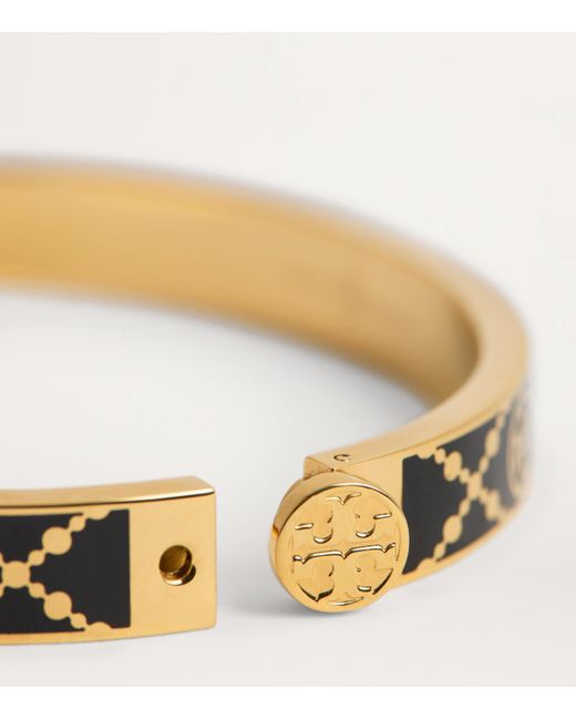 Tory Burch Natural Double T Monogram Hinge Bangle