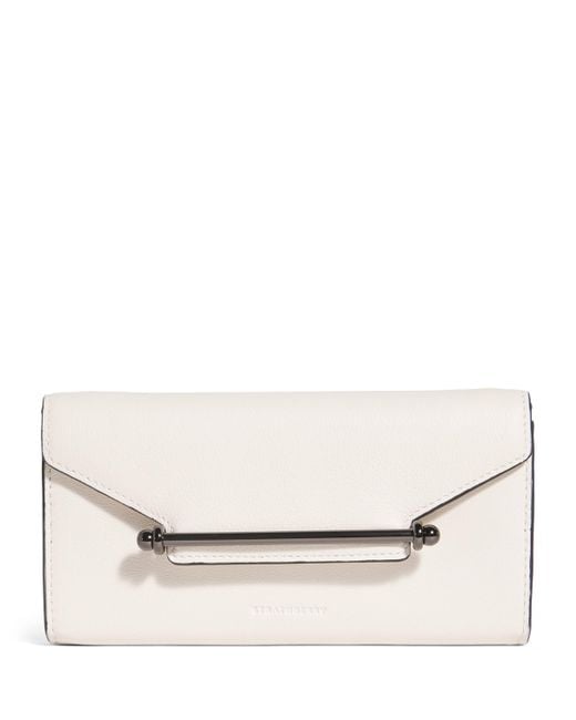 Strathberry White Leather Multrees Chain Wallet