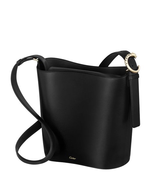 Cartier Black Small Leather Panthère C De Bucket Bag