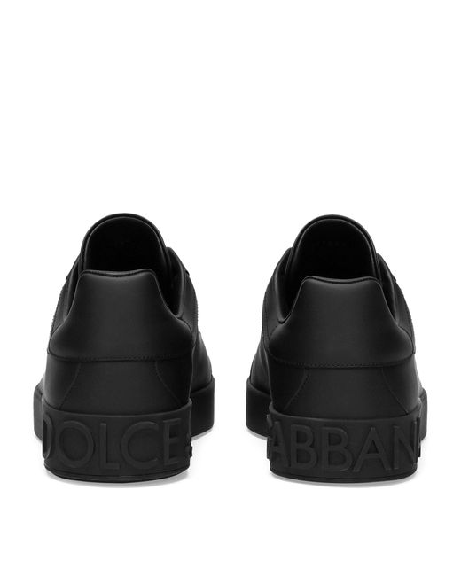 Dolce & Gabbana Black Leather Logo Sneakers for men