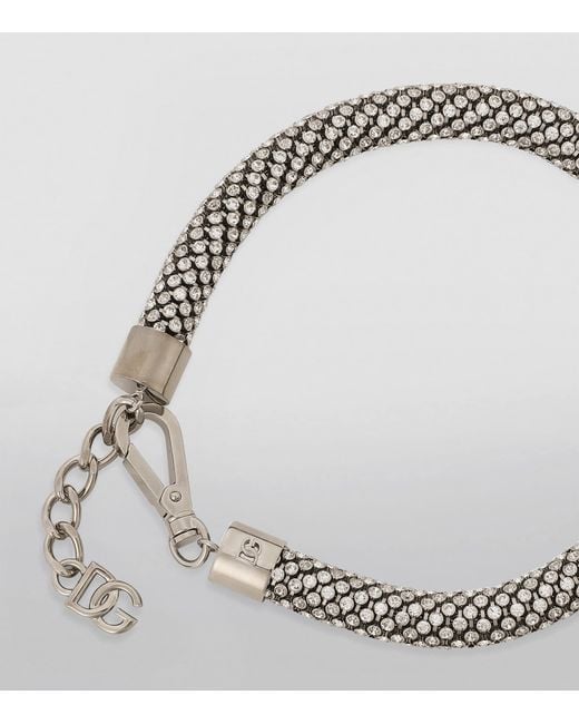 Dolce & Gabbana Metallic Embellished Dg Millennials Logo Necklace