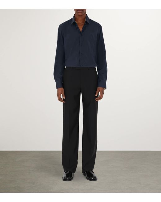 Burberry Blue Stretch-Cotton Ekd Shirt for men