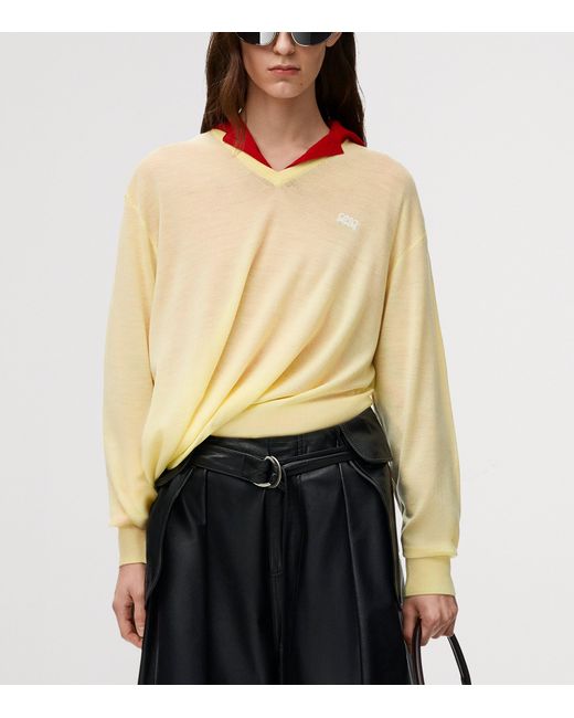 Loewe Yellow Wool-Blend V-Neck Sweater