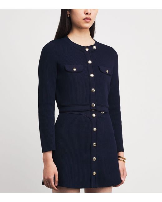 Sandro Blue Wool Cropped Cardigan