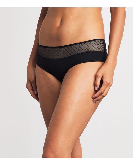 Chantelle Black Lace-Detail Norah Shorty Briefs